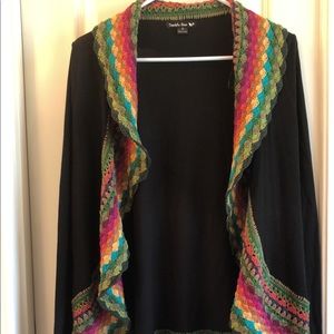 Lightweight crochet trim cardigan